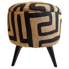 Small Ottoman in Kuba Cloth