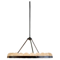 Ring-shaped Dark Brass and Crystal Sphere Pendant Light by Christopher Boots