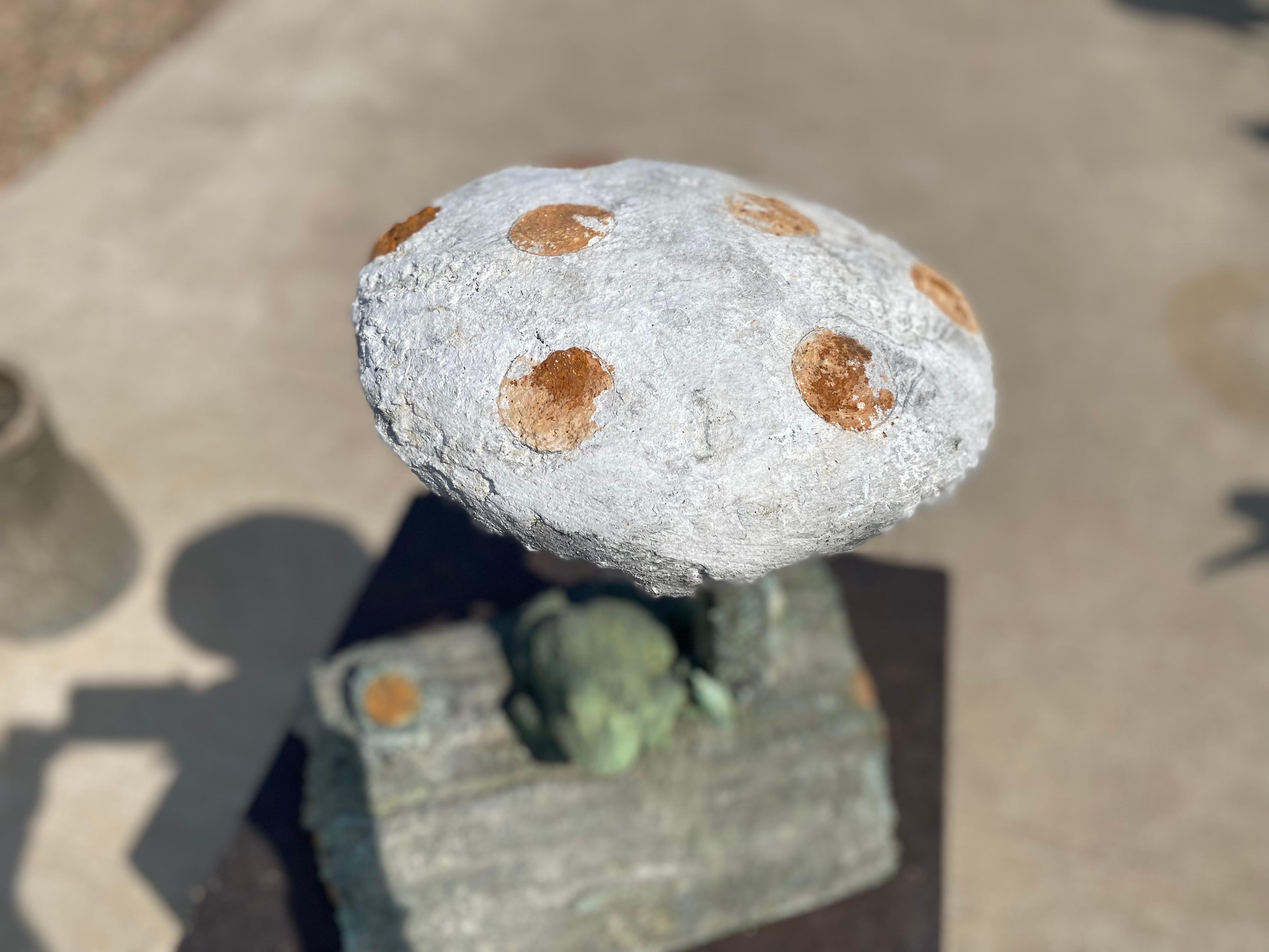 American Small Outdoor Frog Mushroom Concrete Garden Sculpture