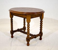 Small Oval Antique Oak Occasional Table or Plant Stand