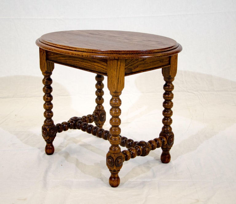 Small Oval Antique Oak Occasional Table or Plant Stand at 