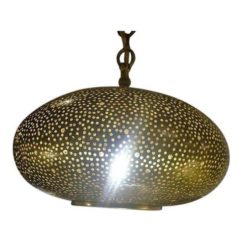 Moroccan Small Oval Gold Brass Modern Pendant Chandelier
