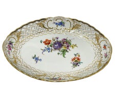 Small oval Meissen porcelain openwork dish, 1920s