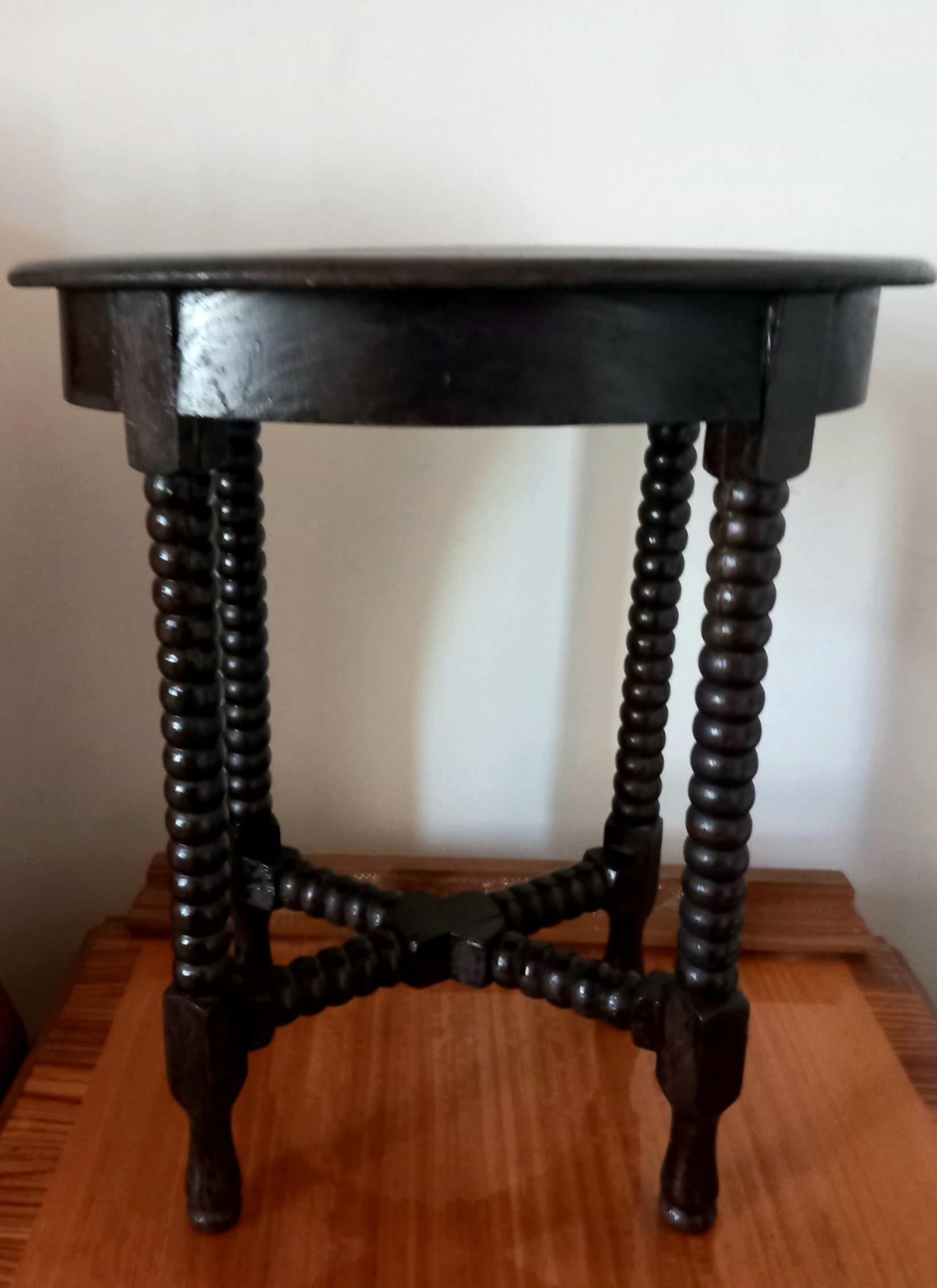 Aesthetic Movement Small Oval Table or Stool Bobbin Turned Legs, 19th Century Spain