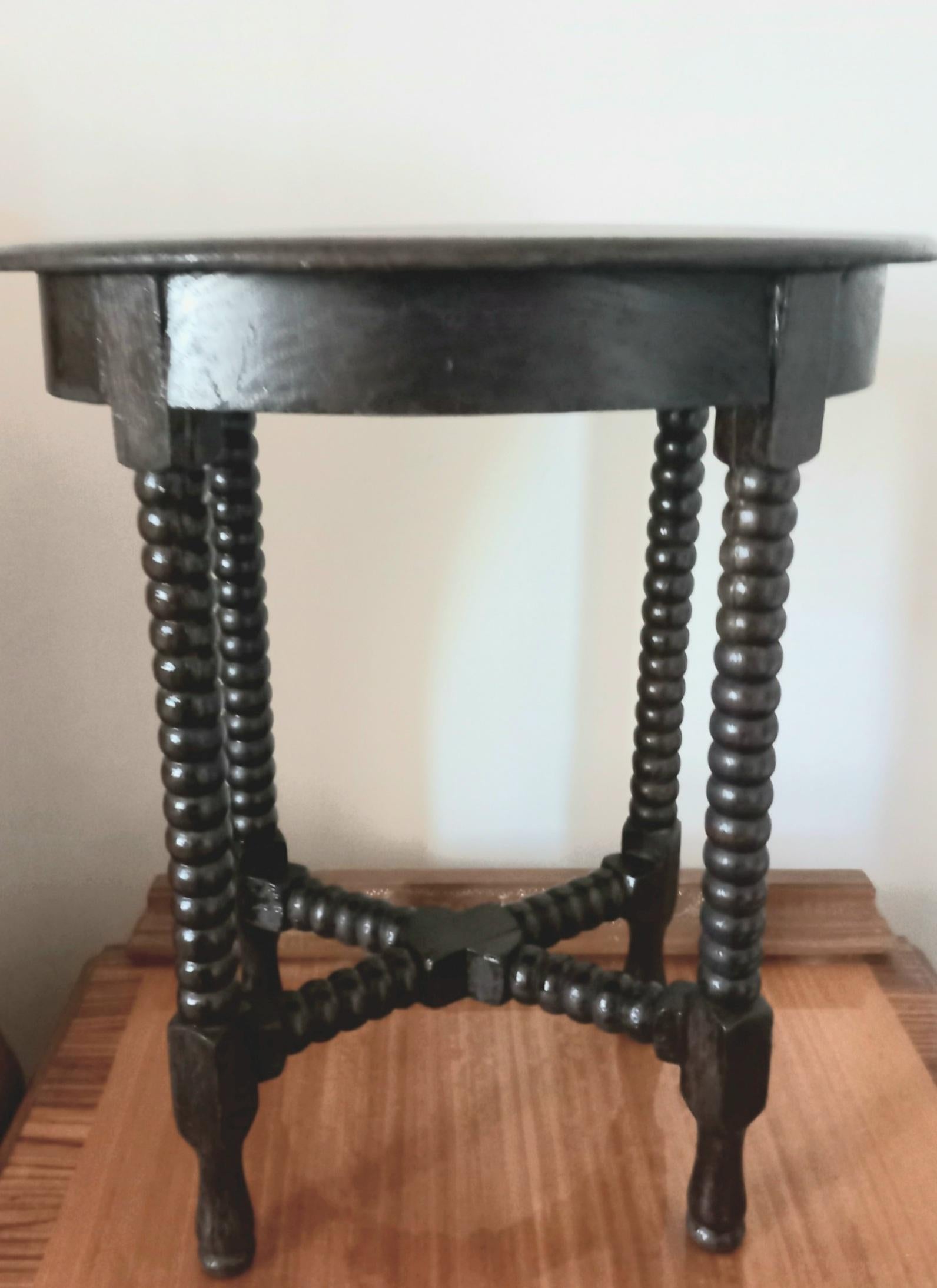 Small Oval Table or Stool Bobbin Turned Legs, 19th Century Spain 11