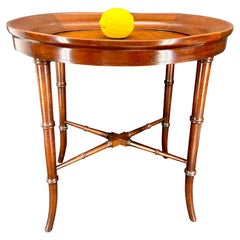 Tavolino ovale in Wood con gambe di bambù