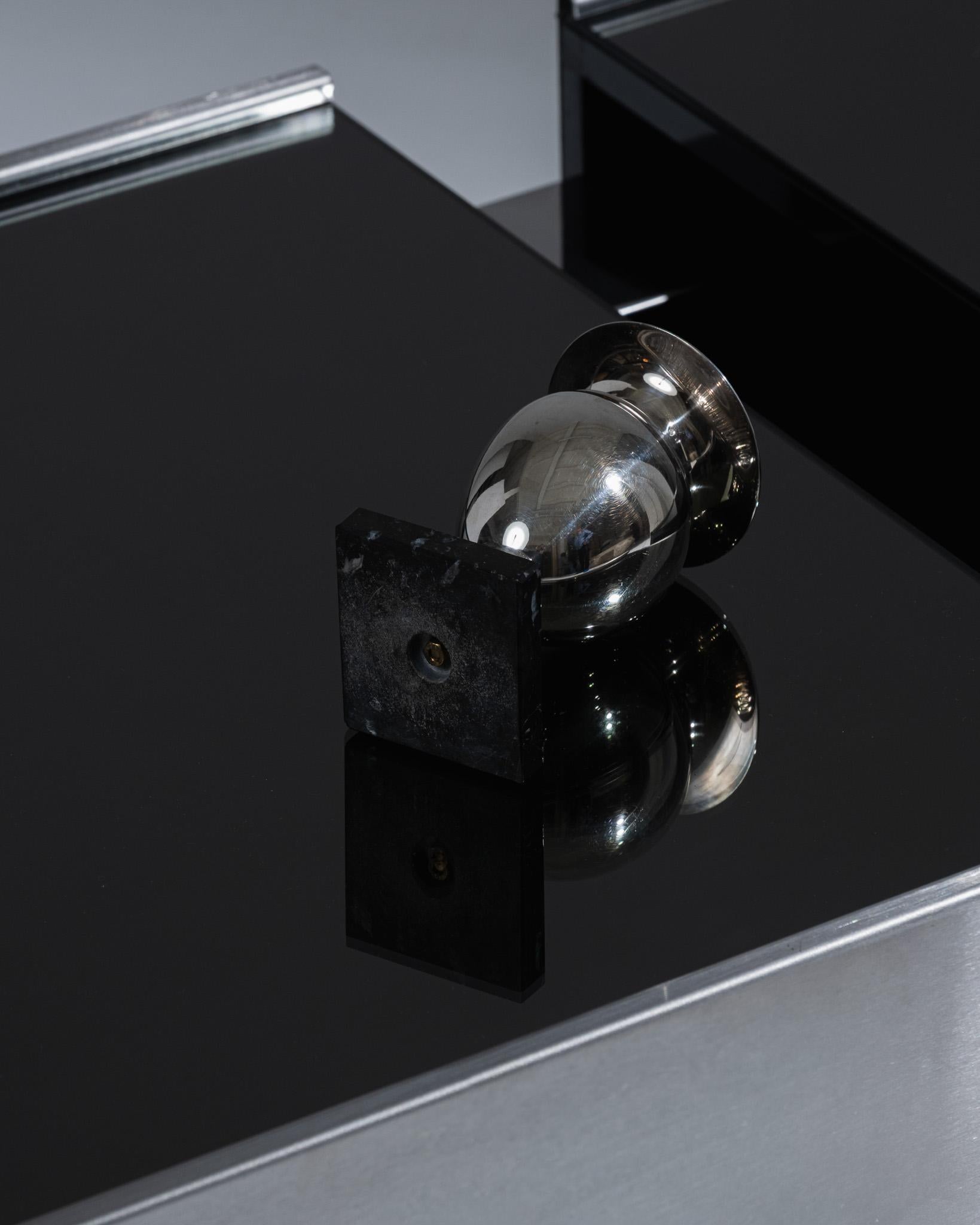 Small Ovoid Metal and Marble Vase, 1950s In Good Condition For Sale In PARIS, FR