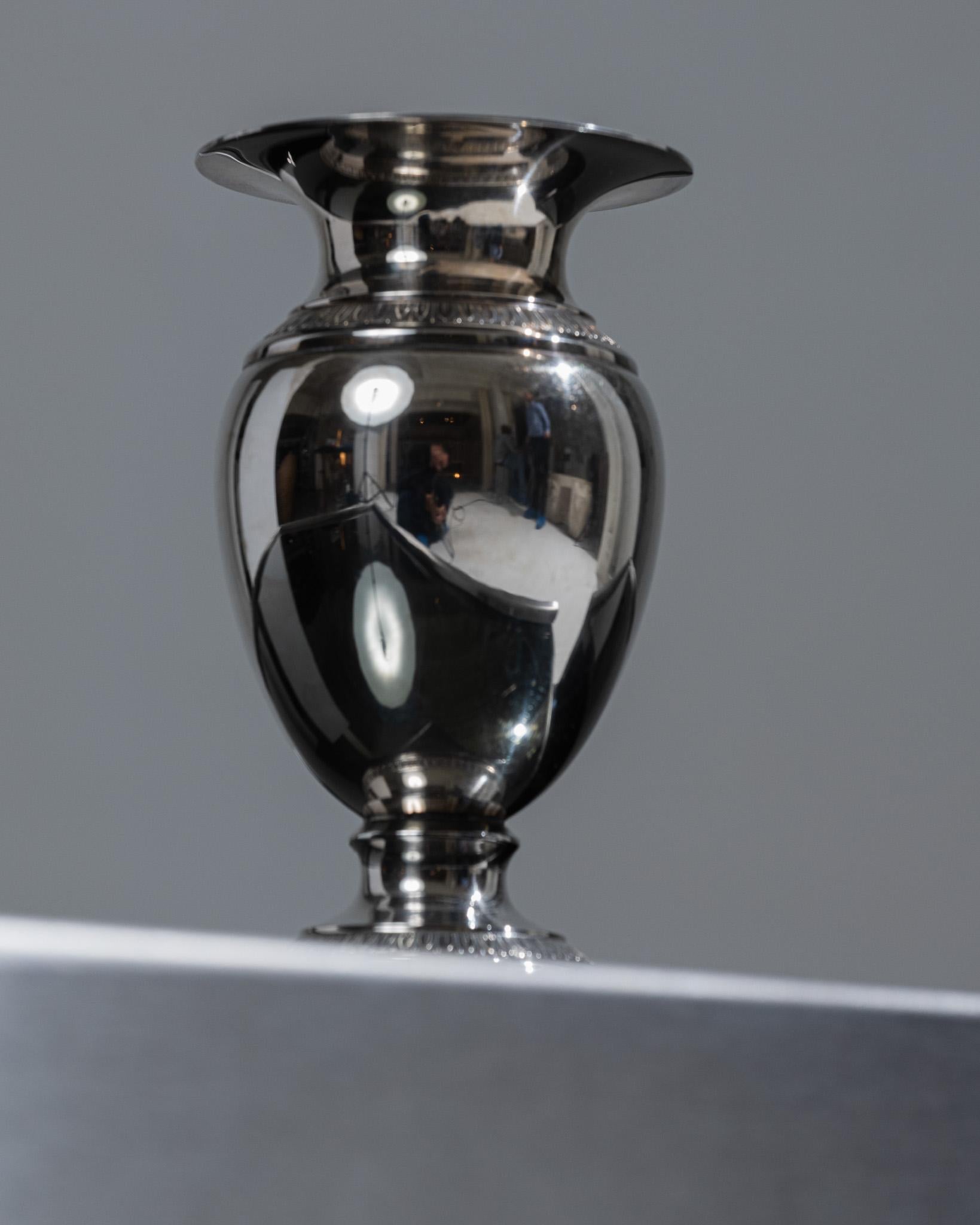 20th Century Small Ovoid Metal and Marble Vase, 1950s For Sale