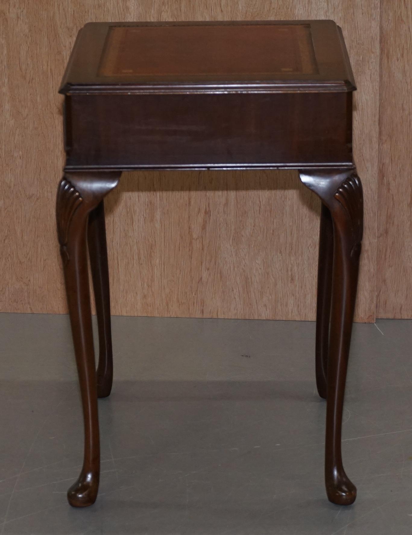 Small Oxblood Leather Topped Hardwood Writing Table or Large Side End Lamp Table 7