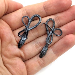 Small Oxidized Silver Serpentine Earrings