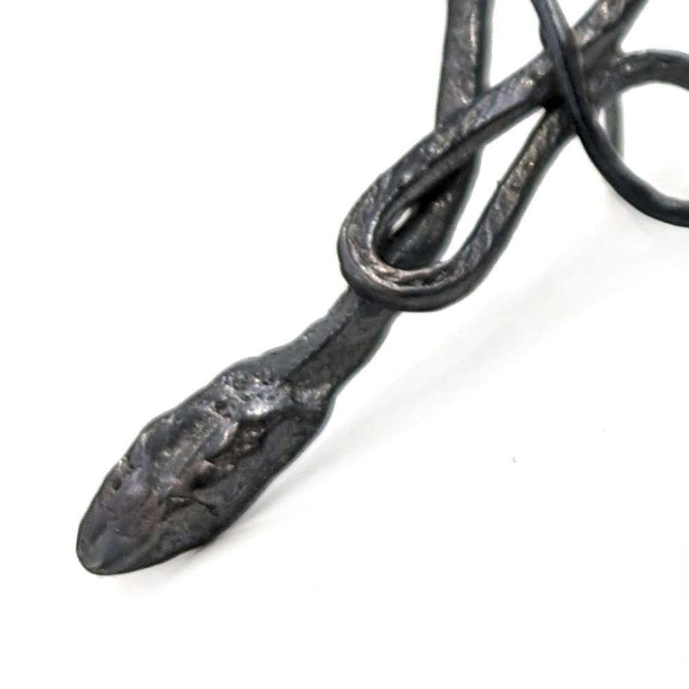 Artisan Small Oxidized Silver Serpentine Earrings For Sale