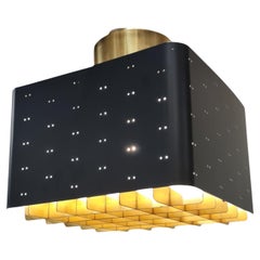 Small Paavo Tynell Starry Sky Ceiling Lamp 9068 in Black & Brass, Idman 1950s