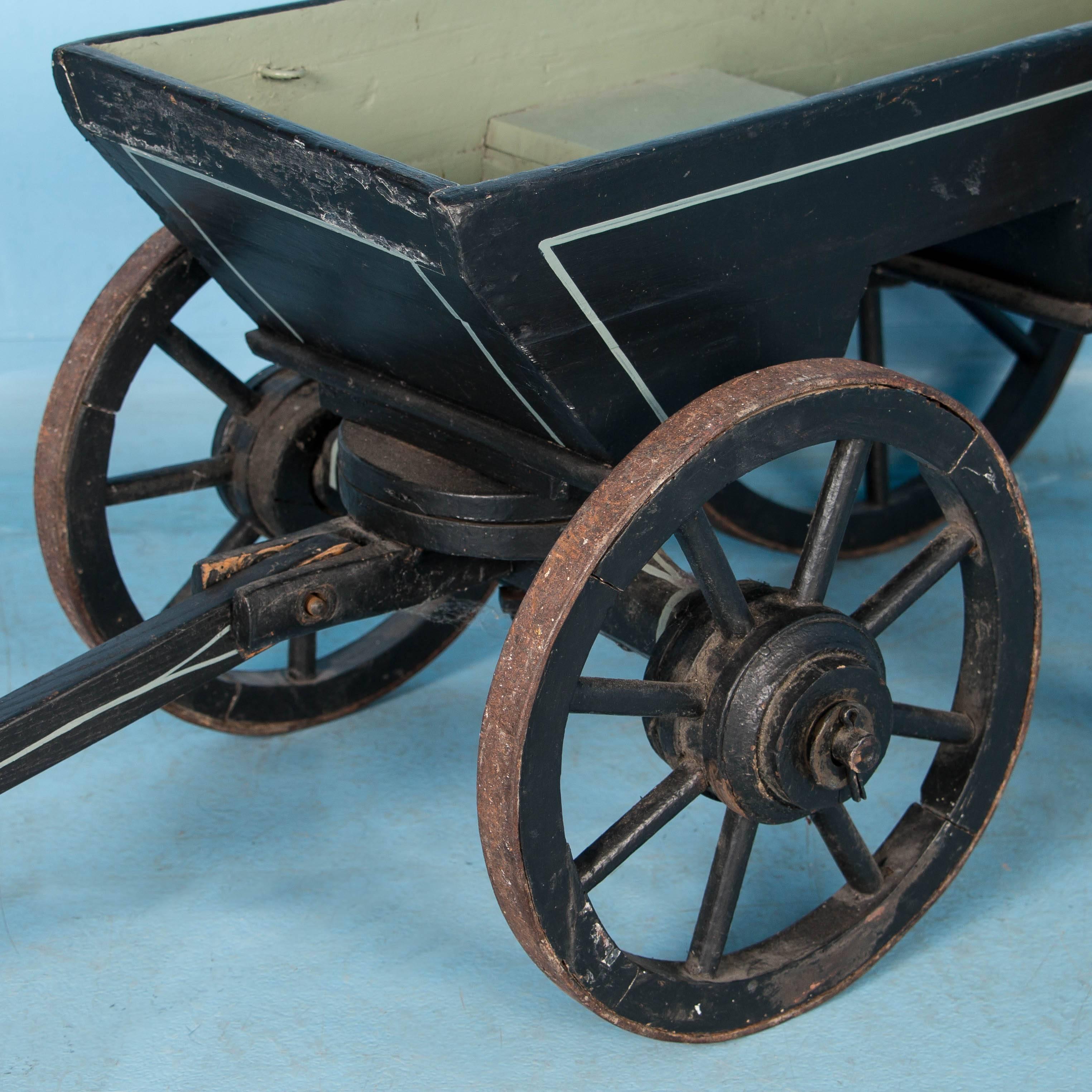 Danish Small Painted Antique Child's Farm Wagon