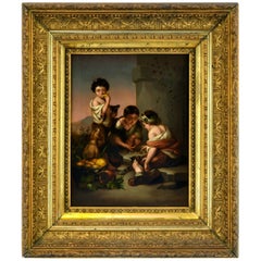 Petite peinture intitulée "Boys Playing Dice" d'après Bartolomé Esteban Murillo