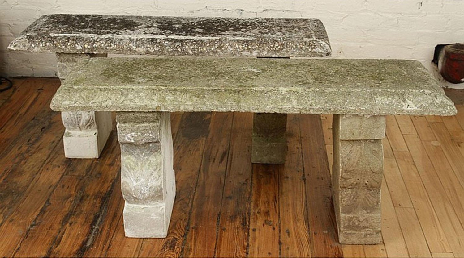 Small Pair Of Cast Stone Garden Benches For Sale At 1stdibs