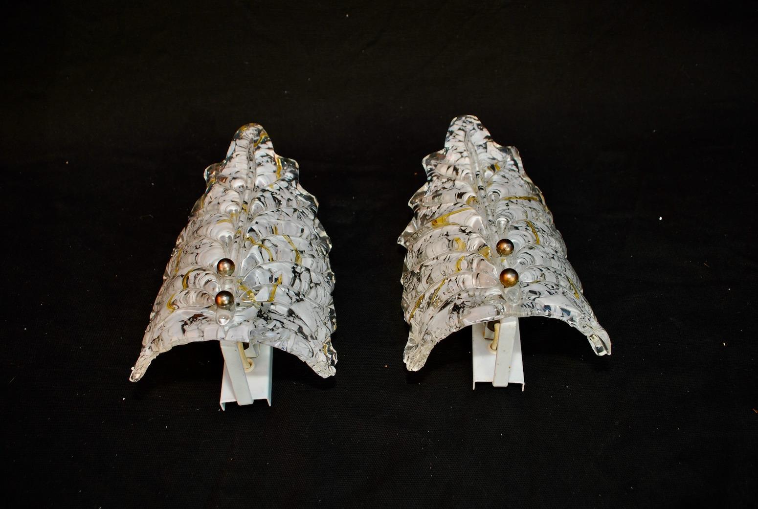 Italian Small Pair of 1970s Murano Sconces For Sale