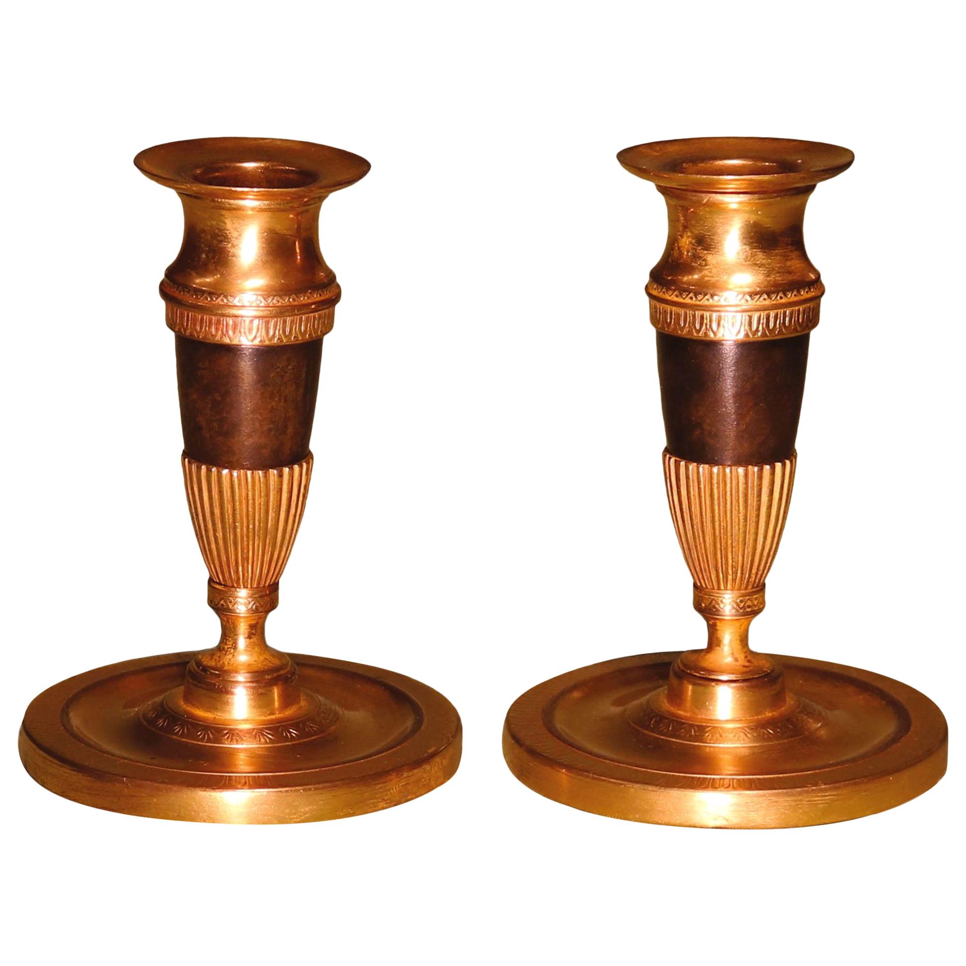 Pair of 19th Century Bronze and Ormolu Cherub and Ram Candlesticks at