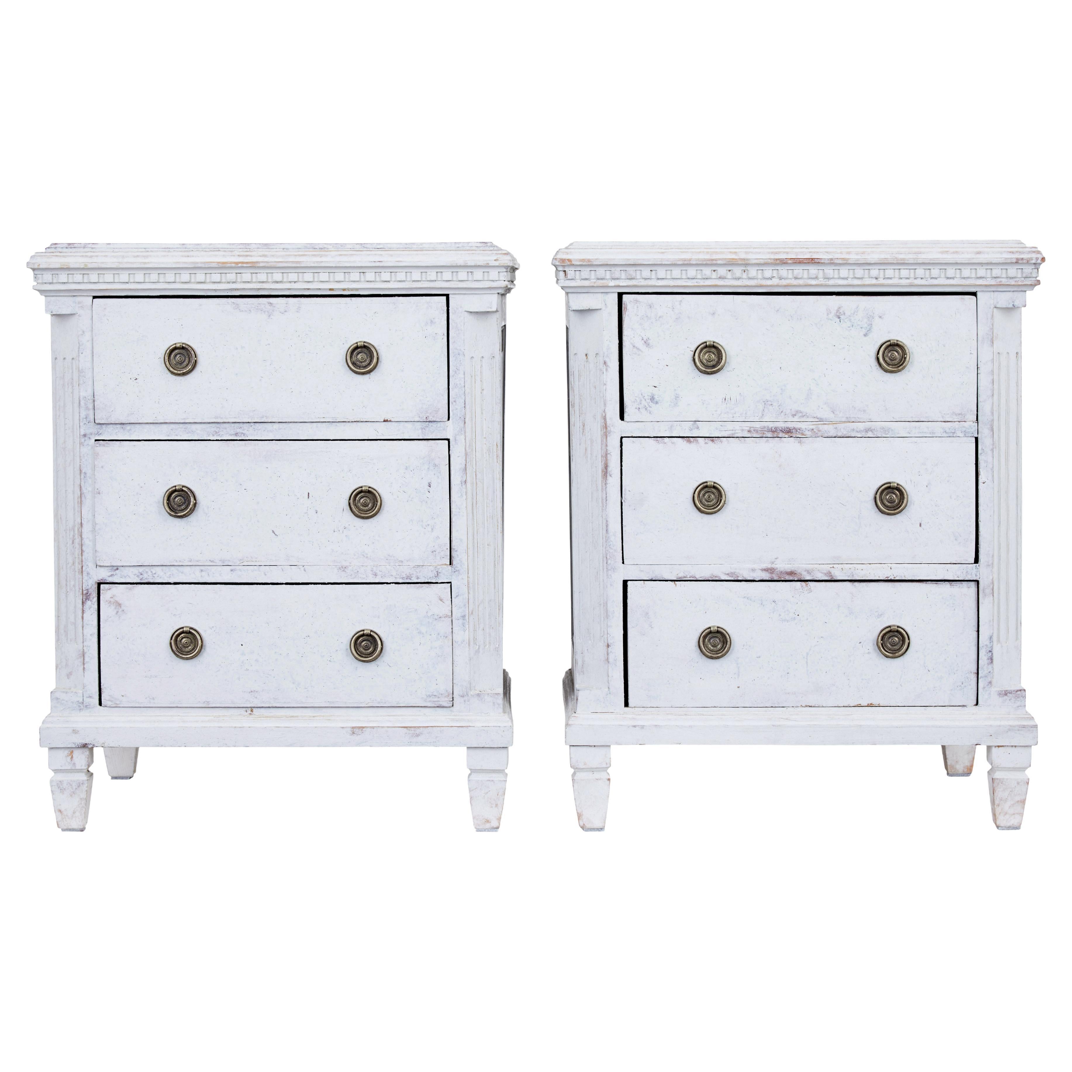 Small pair of 19th century painted commodes For Sale