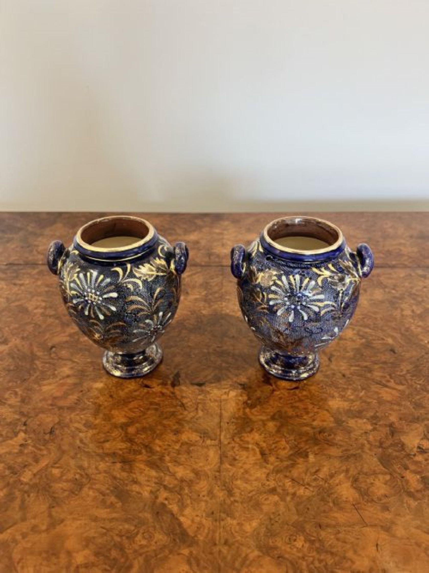 Small pair of  antique Doulton vases  In Good Condition For Sale In Ipswich, GB