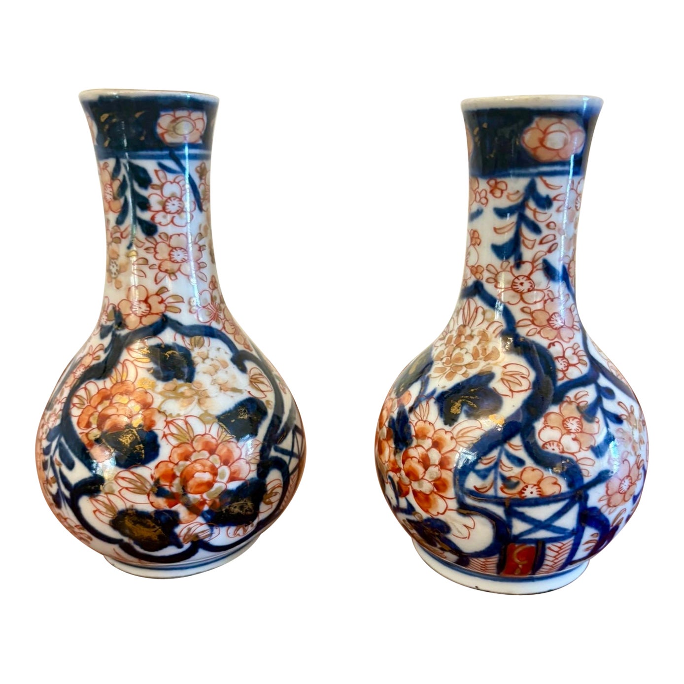 Small Pair of Antique Edwardian Quality Japanese Imari Vases For Sale