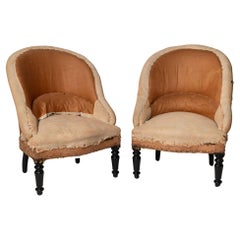 Small pair of Antique French chairs, for upholstery, fireside, occasional chairs