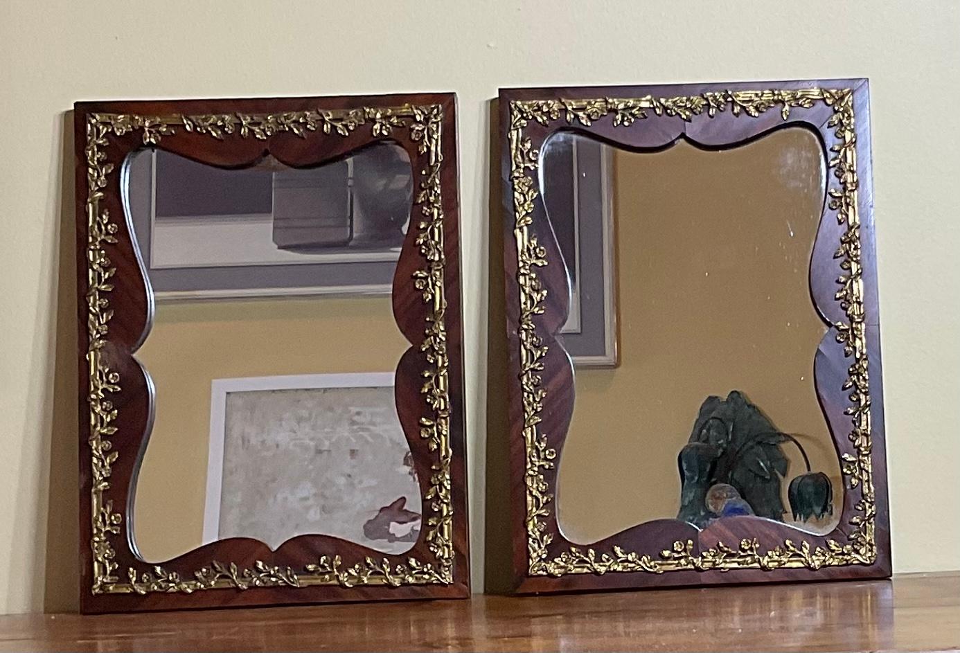 Hand-Crafted Small Pair of Antique Wall Mirror For Sale