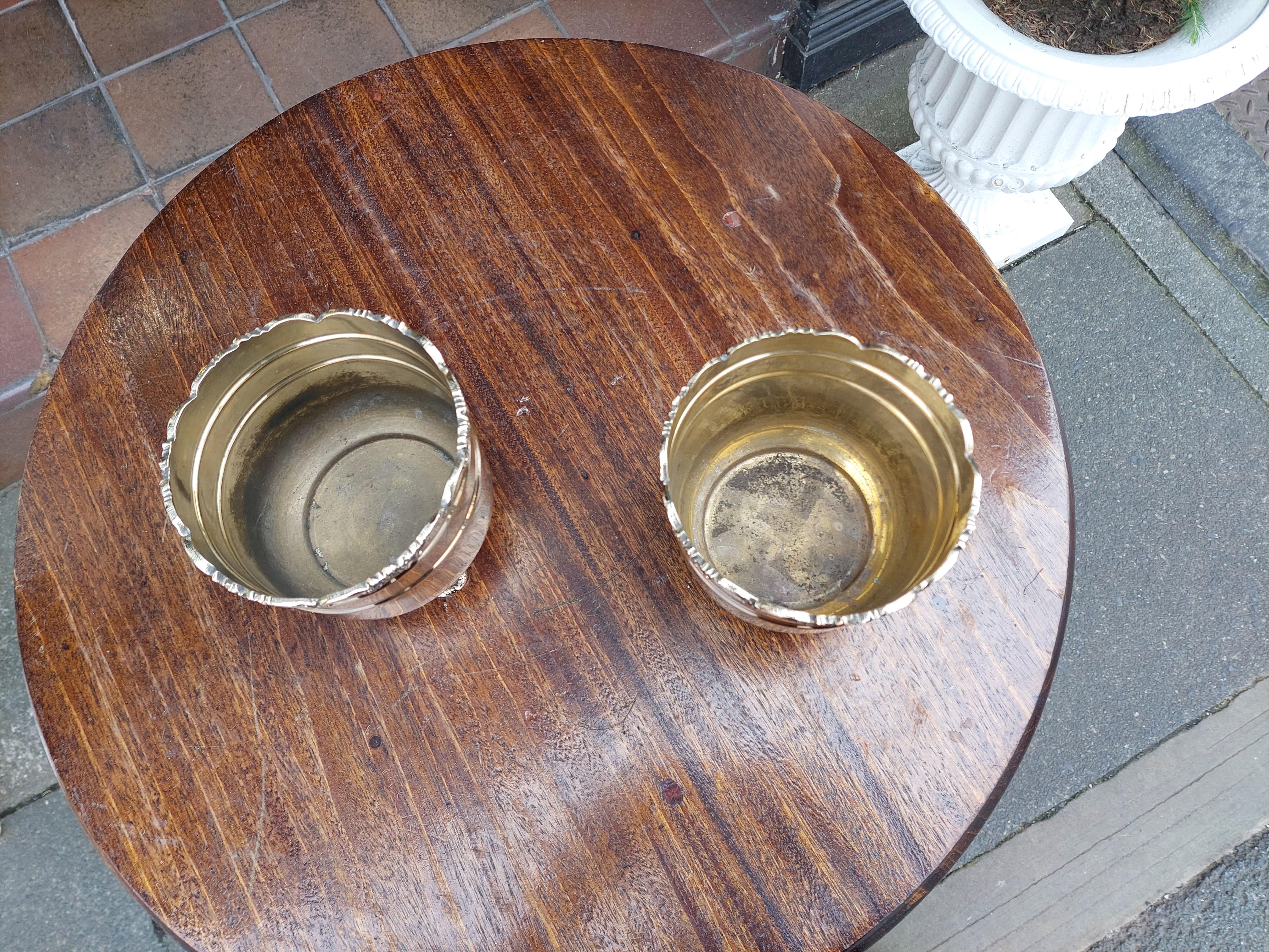English Small Pair of Art Nouveau Brass Planters For Sale