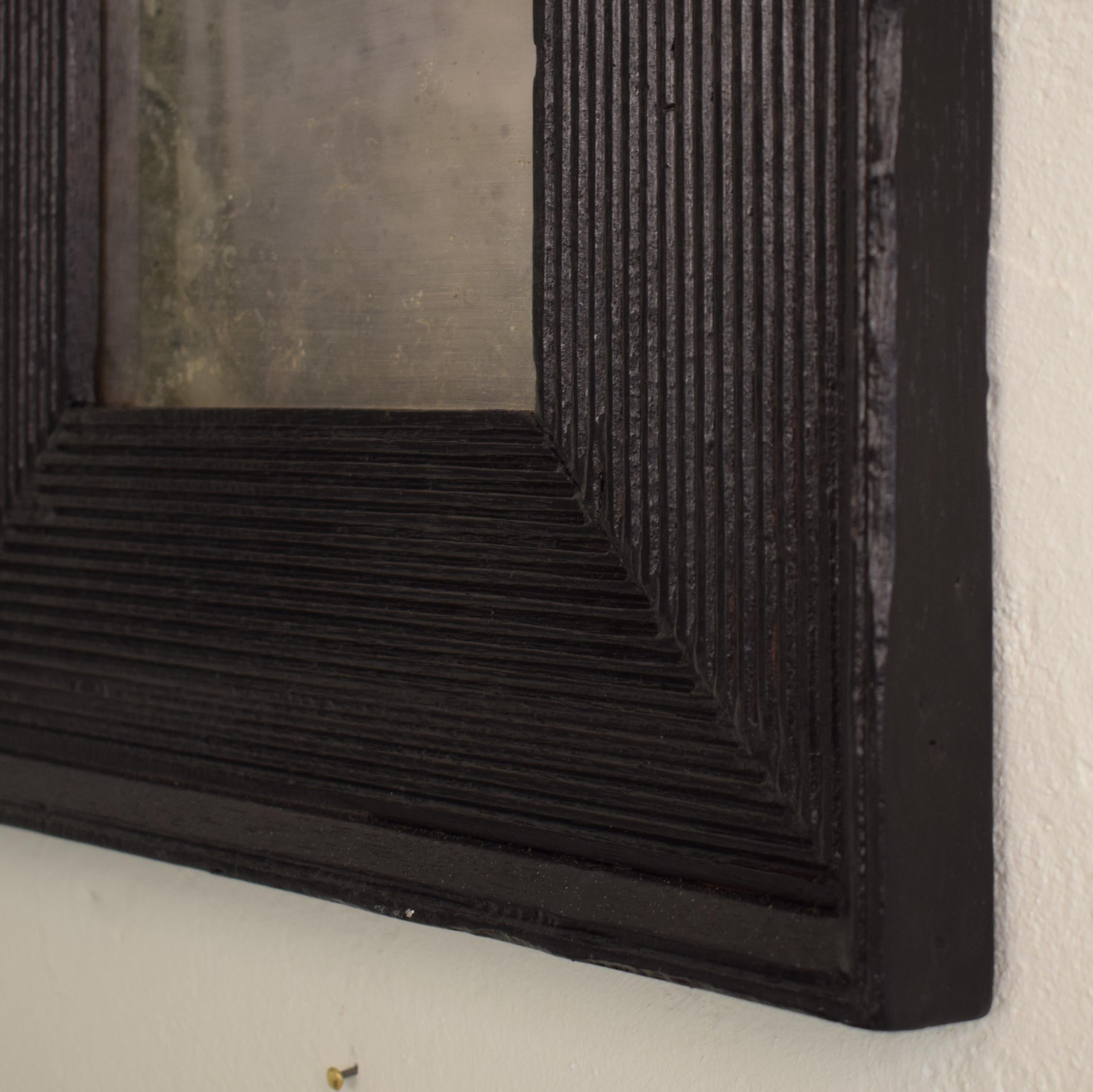 Small Pair of Black French Ebonized Mirrors with Old Mirror Glass, circa 1880 4