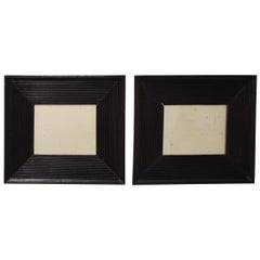 Small Pair of Black French Ebonized Mirrors with Old Mirror Glass, circa 1880