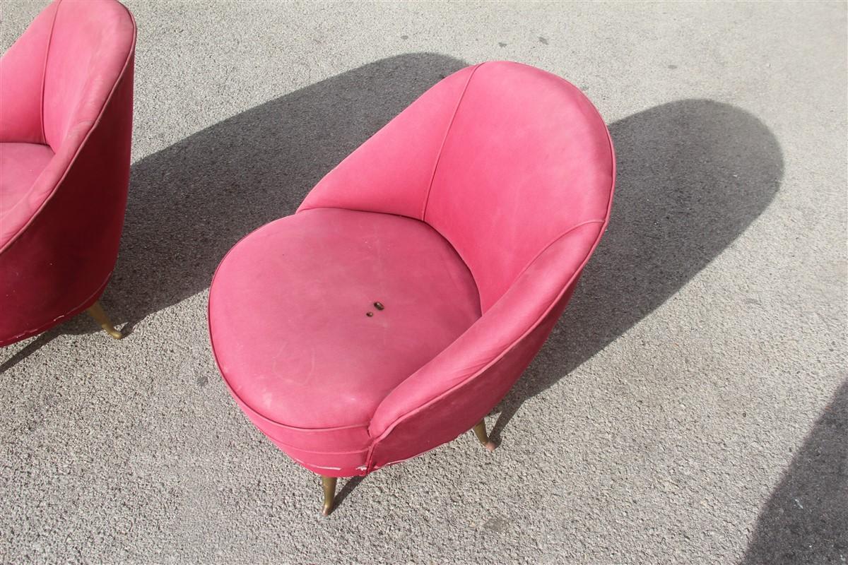 Small Pair of Chairs Mid-Century Italian Design Gio Ponti for Isa Bergamo Pink  4