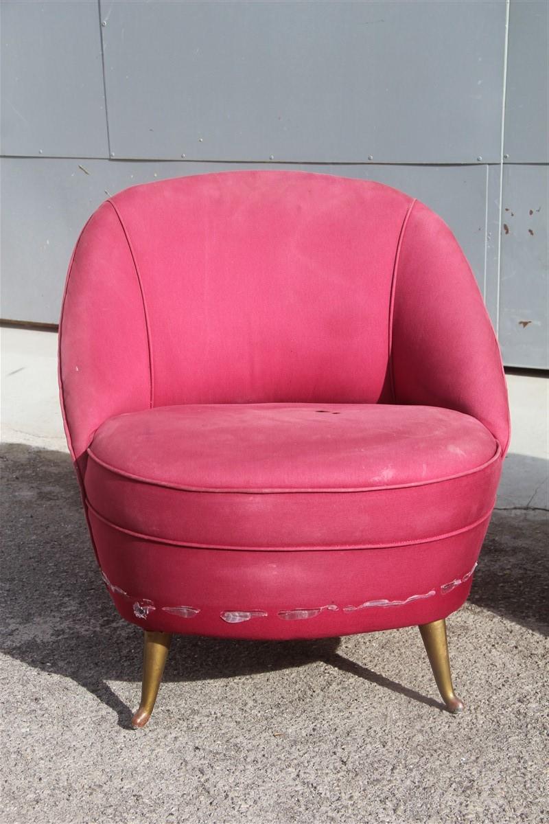 Mid-Century Modern Small Pair of Chairs Mid-Century Italian Design Gio Ponti for Isa Bergamo Pink 
