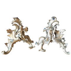 Small Pair of French Ormolu Fireplace Chenets, Cherub Motif, circa 1890-1900