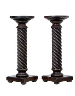 Small pair of late 19th century mahogany barley twist columns