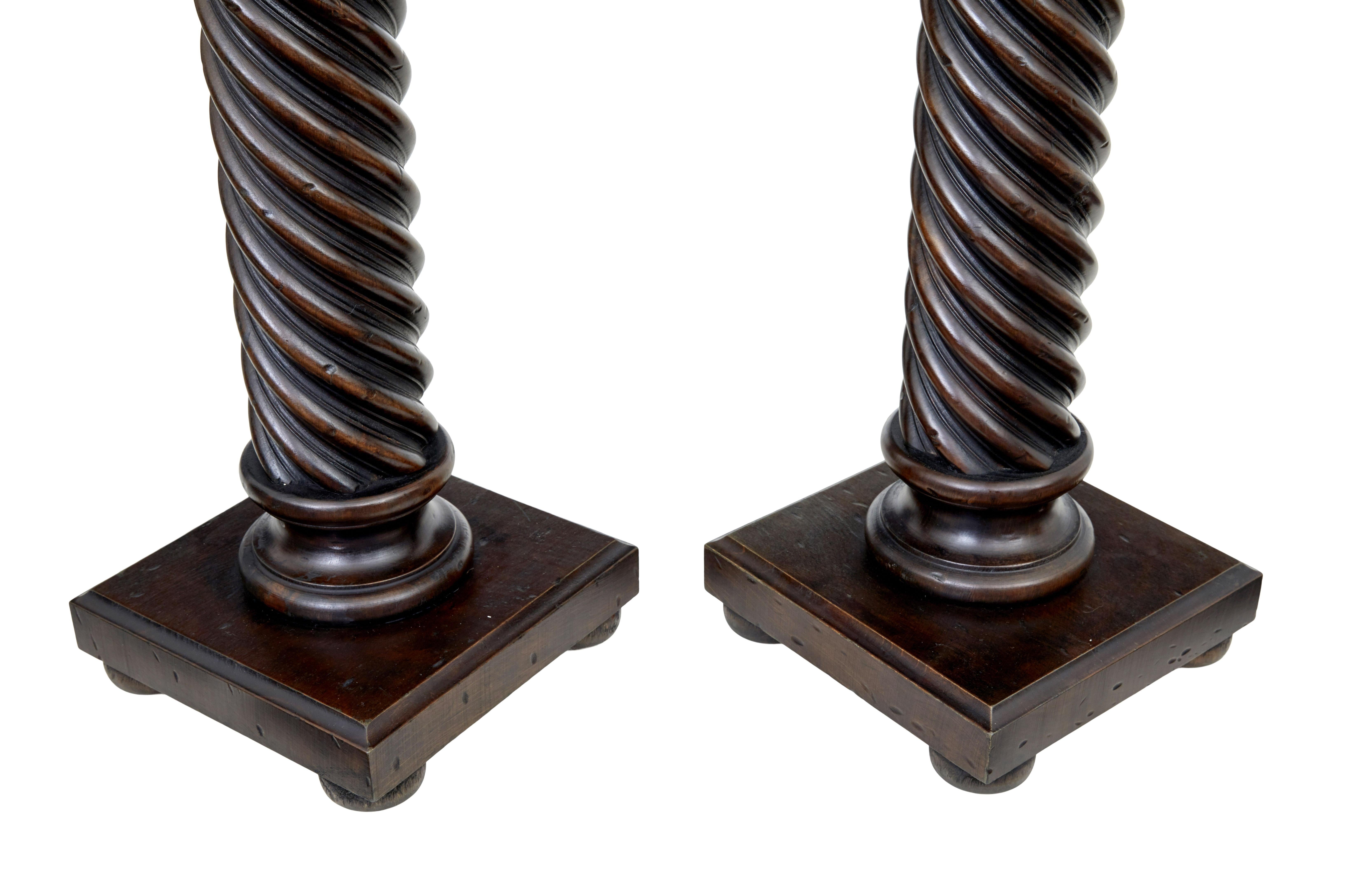 Victorian Small Pair of Late 19th Century Mahogany Barley Twist Columns