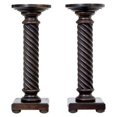 Small Pair of Late 19th Century Mahogany Barley Twist Columns