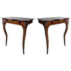 Small Pair of Louis XV French Provincial Walnut Console Tables