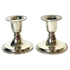 Pair of Louis XVI Style Silver-Plated Candlesticks