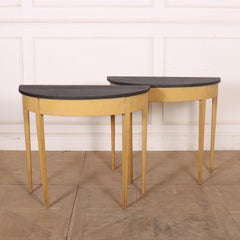 Small Pair of Painted Demi Lune Console Tables