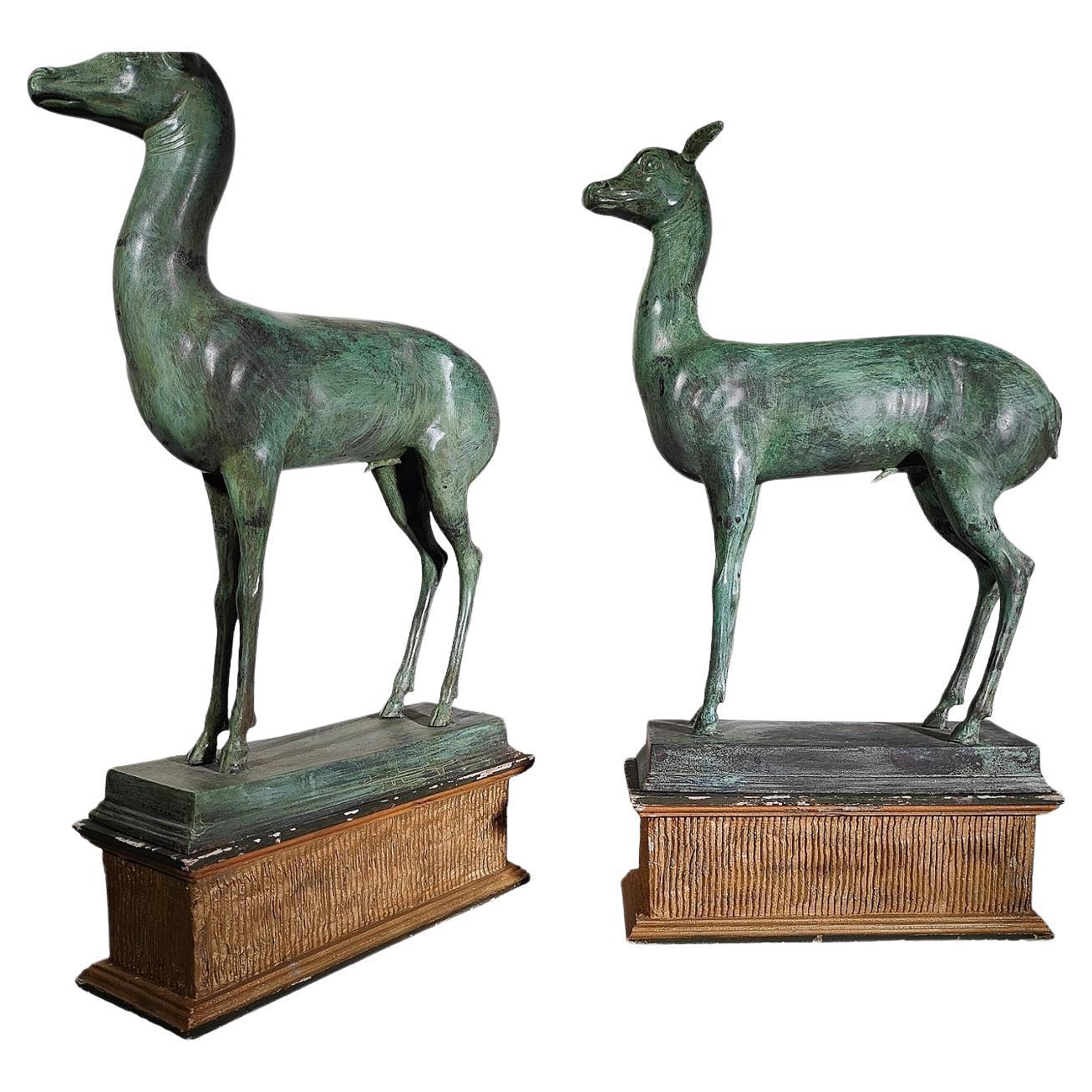 Small Pair Of Pompeian Deer From Herculaneum For Sale