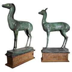 Vintage Small Pair Of Pompeian Deer From Herculaneum