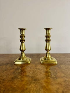 Small pair of quality antique Victorian brass candlesticks