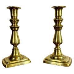 Small pair of quality Antique Victorian brass candlesticks