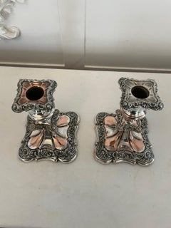 Small Pair of Quality Antique Victorian Sheffield Plated Candlesticks