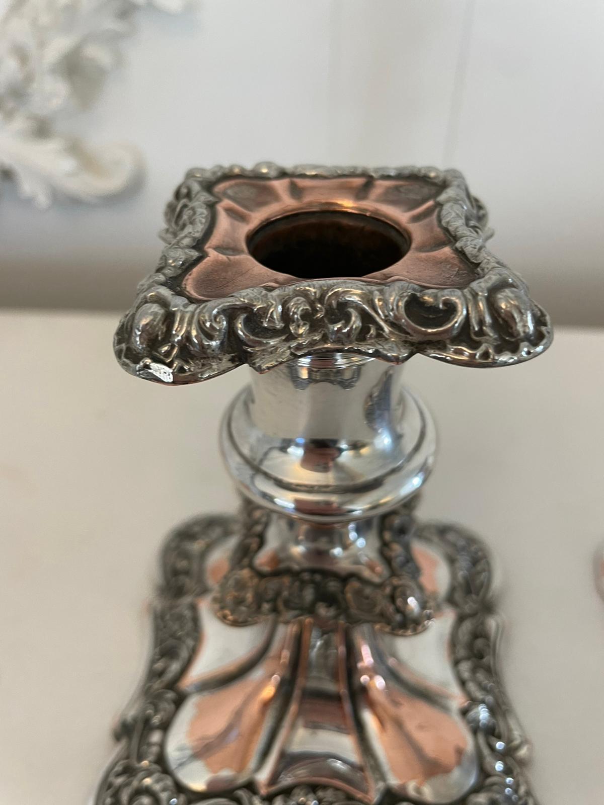 Small Pair of Quality Antique Victorian Sheffield Plated Candlesticks For Sale 2