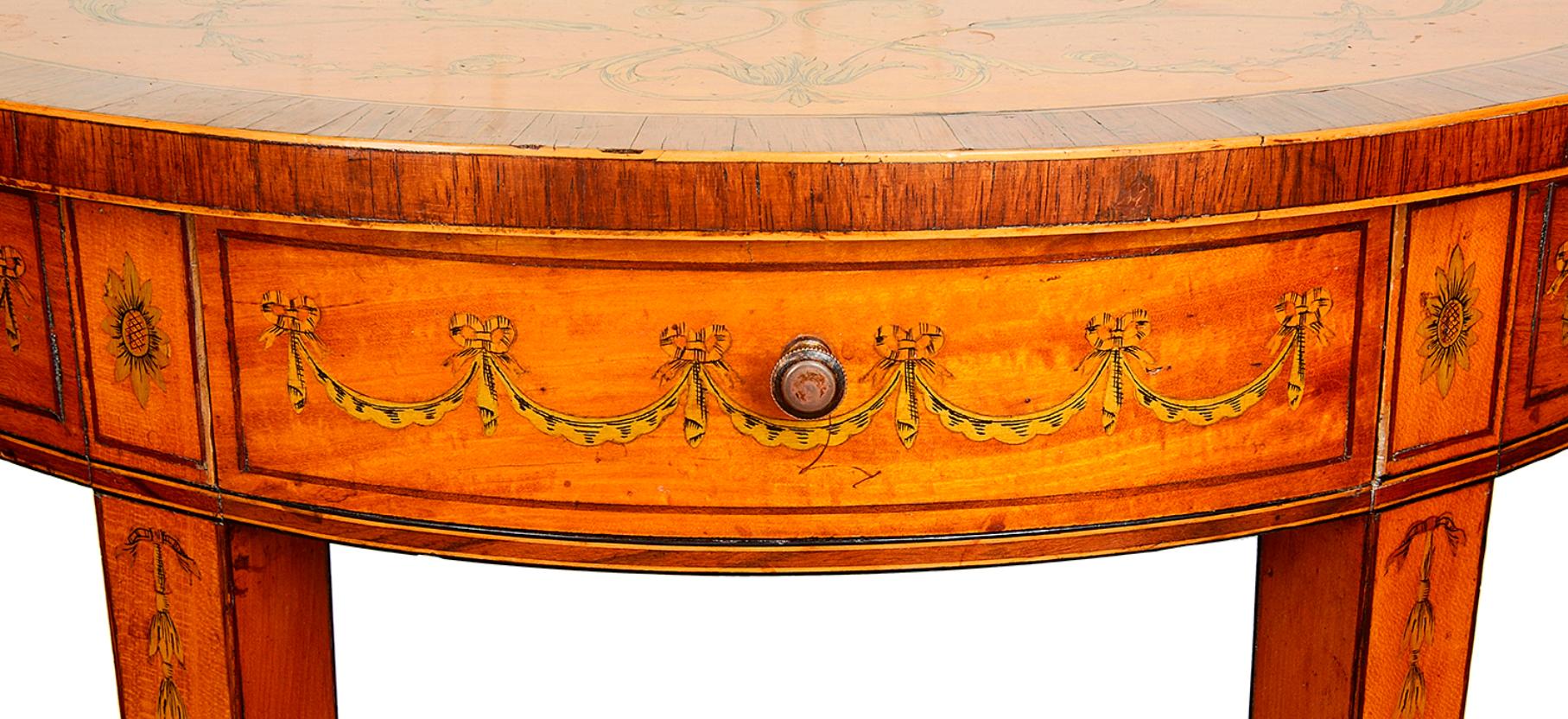 Inlay Small Pair of Sheraton Style Console Tables, 19th Century