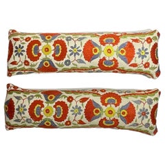 Small Pair of Vintage Hand Embroidery Suzani Pillows