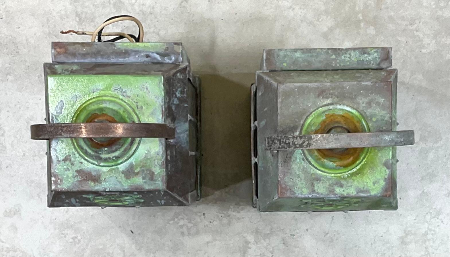 Small Pair of Vintage Handcrafted Wall-Mounted Brass Lantern 5