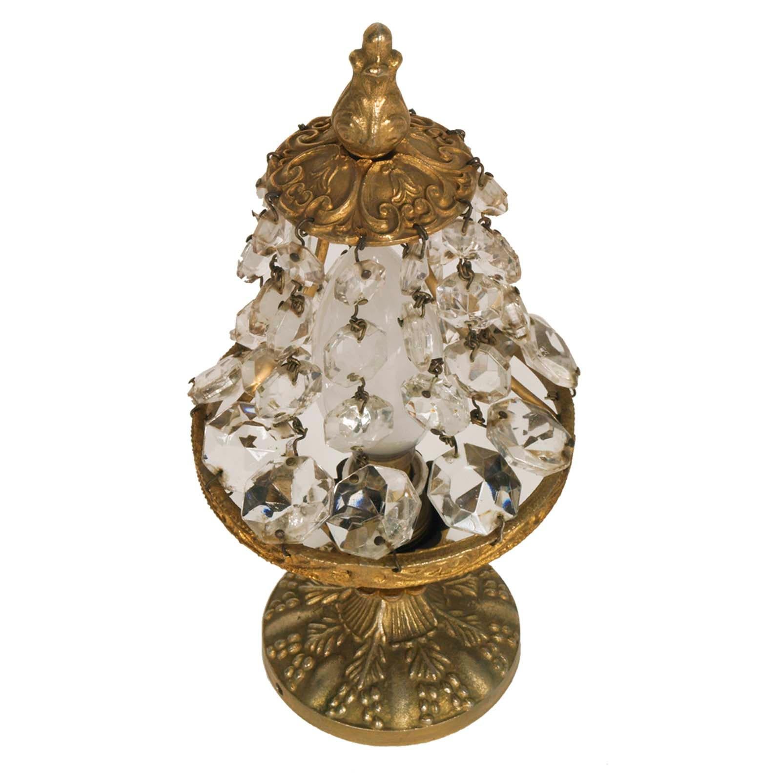 Austrian Small Pairs Bedside Lamps Maria Theresa Golden Bronze & Drops Swarovski Crystal