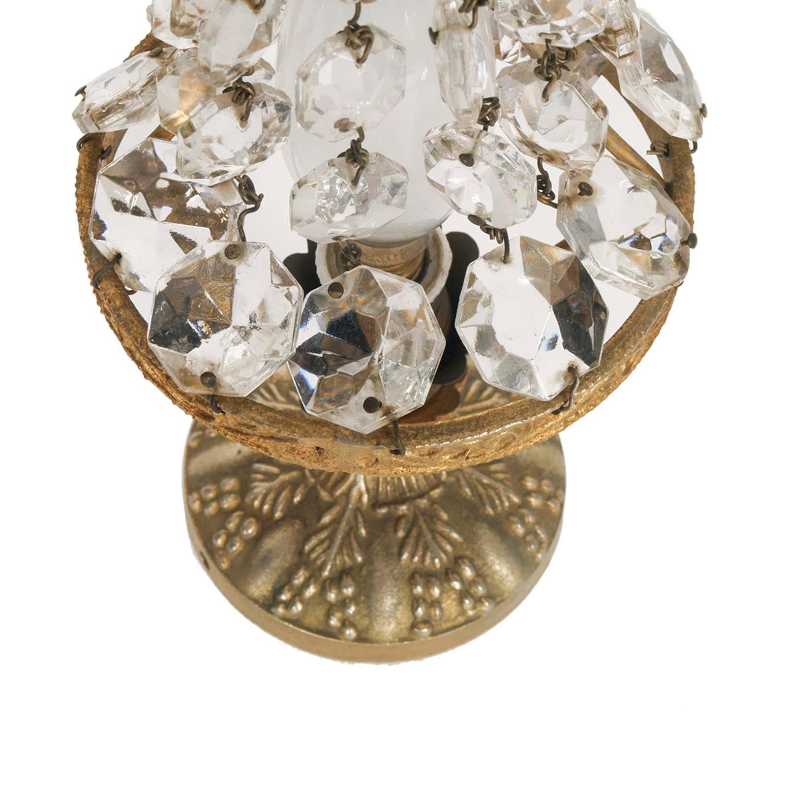 Gilt Small Pairs Bedside Lamps Maria Theresa Golden Bronze & Drops Swarovski Crystal