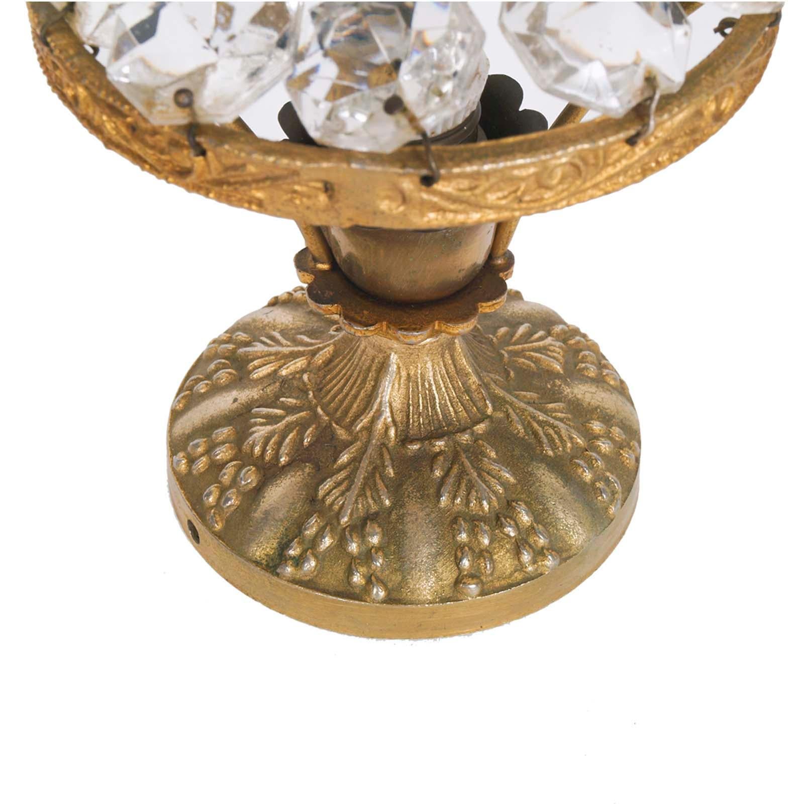 Small Pairs Bedside Lamps Maria Theresa Golden Bronze & Drops Swarovski Crystal In Good Condition In Vigonza, Padua